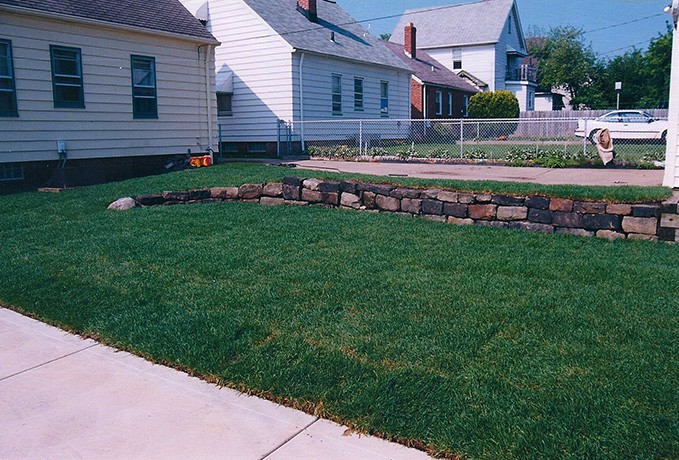 Lawn Sod Installation: With Retainer Wall